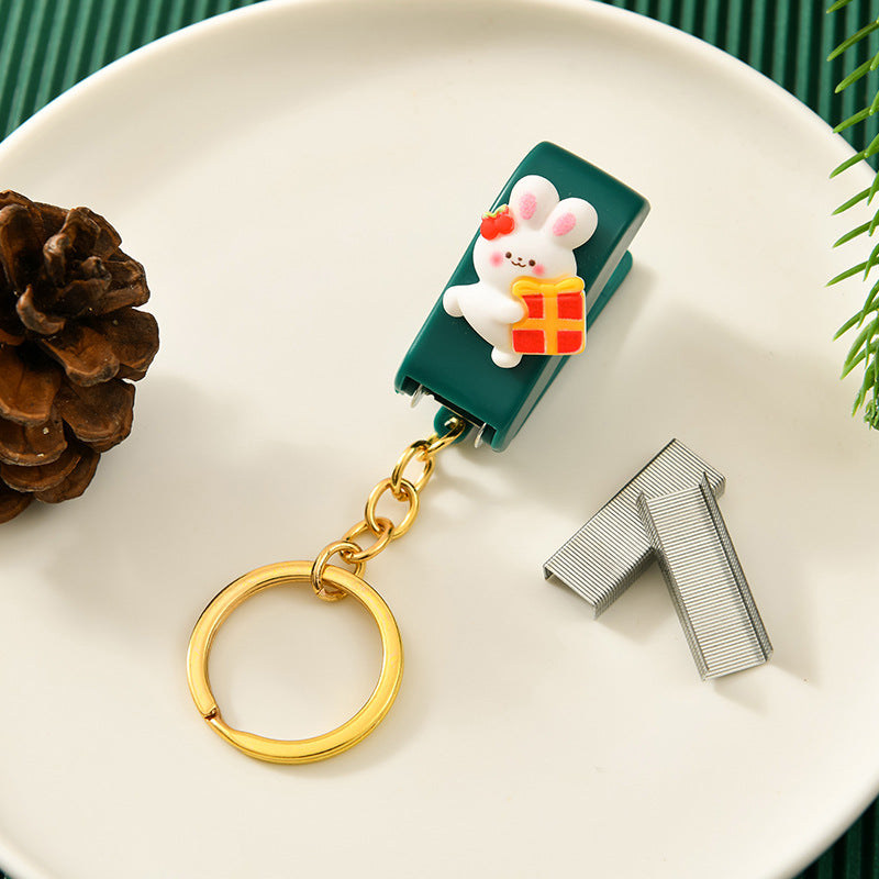 Wholesale Christmas Cute Cartoon Mini Stapler Student Small Stapler with Keychai